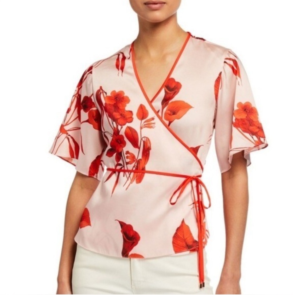 Ted Baker Pink and Red Blouse with Elegant Design